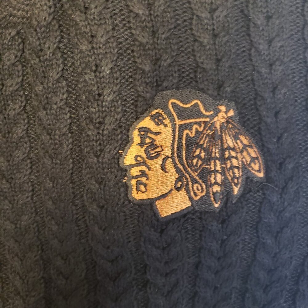Chicago Blackhawks Mens Size M Sweater Salute By Levelwear Heritage Tab Black - Picture 6 of 6
